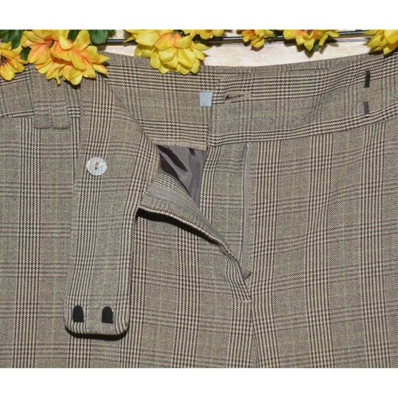 Ann Taylor Signature Fit Ladies 16 Brown Houndstooth Straight Leg Pants Career - Picture 3 of 11